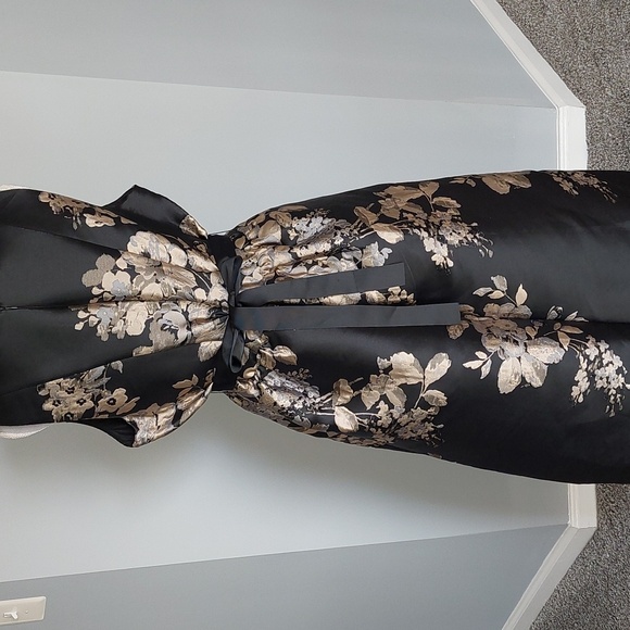 NWOT Donna Ricco black and silver floral brocade midi dress, size 16 - Picture 3 of 12
